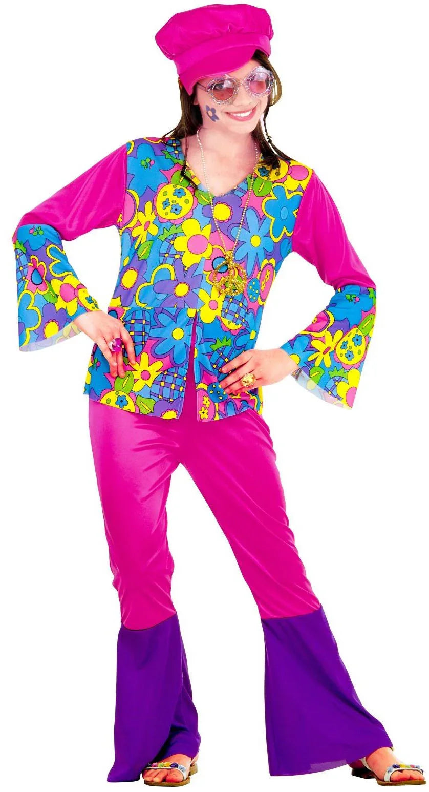 Disfraz de Hippie Rosa para Niña INFANTILES Widmann