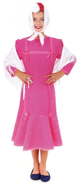 Disfraz de Chulapa Rosa con Lunares Blancos para Niña Chulapos y Chulapas Infantiles Partilandia