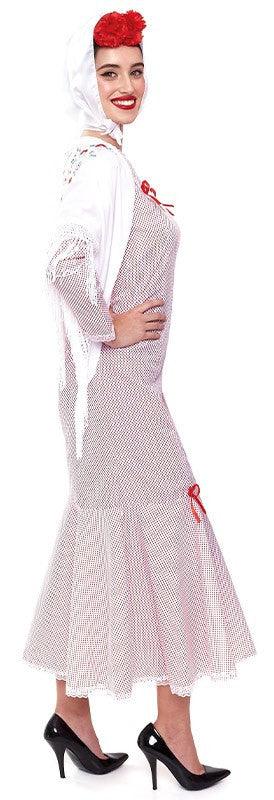 Disfraz de Chulapa Madrileña Blanca con Lunares para Mujer Chulapos y Chulapas Partilandia