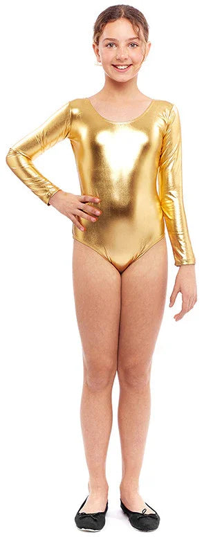 Body Dorado Metalizado para Niña Mallas y Maillots Partilandia