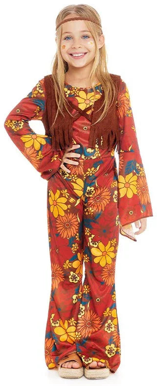 Disfraz de Hippie Marrón para Niña INFANTILES Partilandia