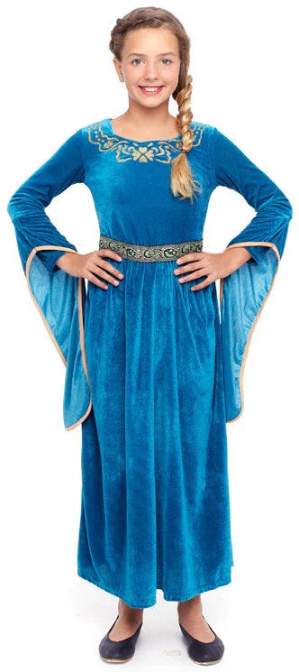Disfraz de Dama Medieval Azul para Niña Medieval Infantiles Partilandia