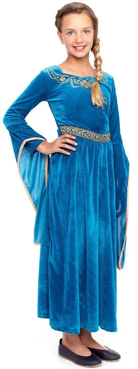 Disfraz de Dama Medieval Azul para Niña Medieval Infantiles Partilandia