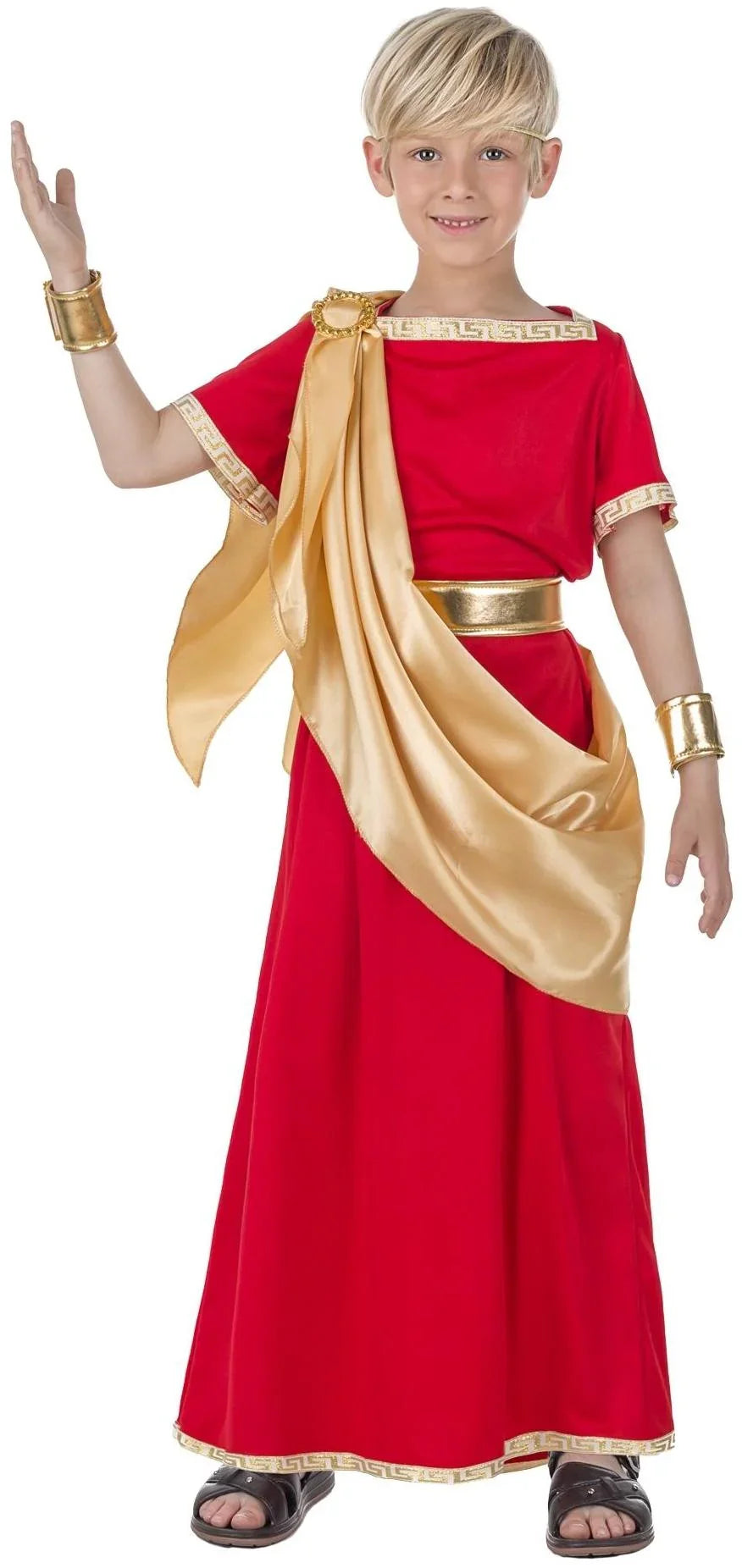 Disfraz de Príncipe Romano Granate y Dorado para Niño Romanos Infantiles Kimokawaii