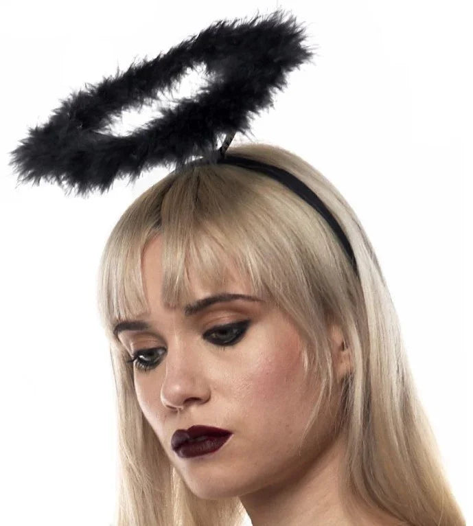 Diadema con Aureola Negra de Ángel de la Noche Accesorios Halloween Guirca