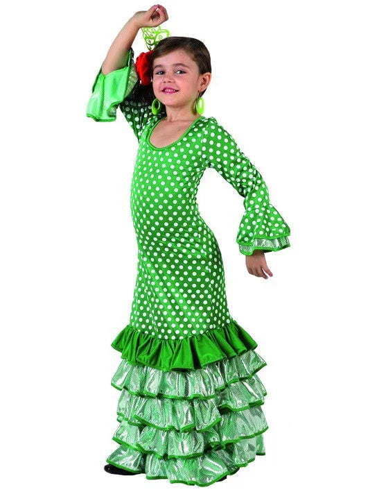 Disfraz de Sevillana Verde Infantil Sevillanas y Flamencas Infantiles Atosa