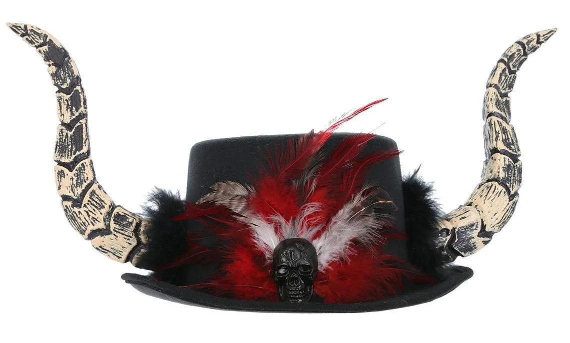 Chistera Voodoo con Cuernos Hechiceros y Muñecas Vudú Smiffys