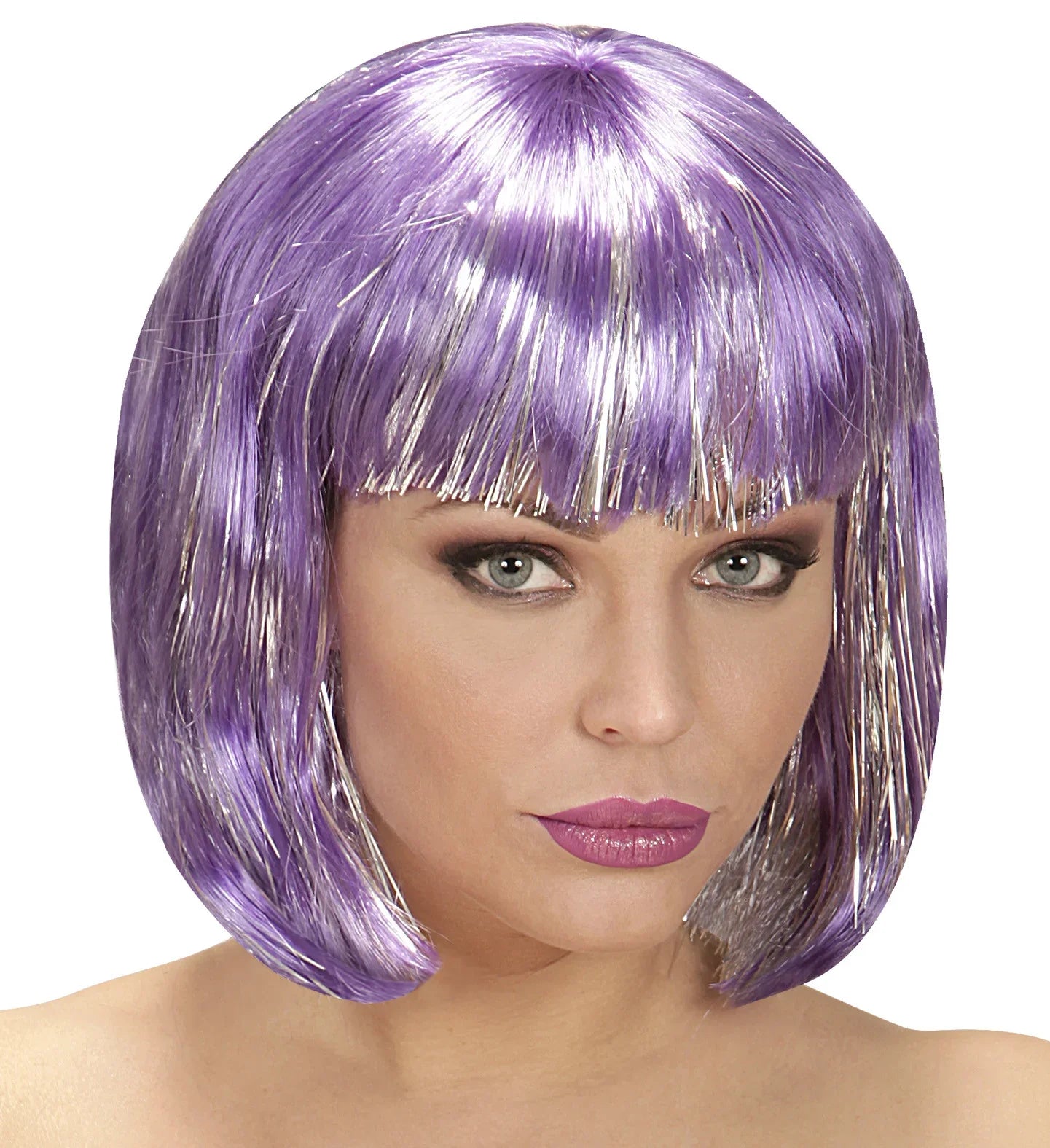Peluca Morada y Plateada Corta con Flequillo COMPLEMENTOS Widmann