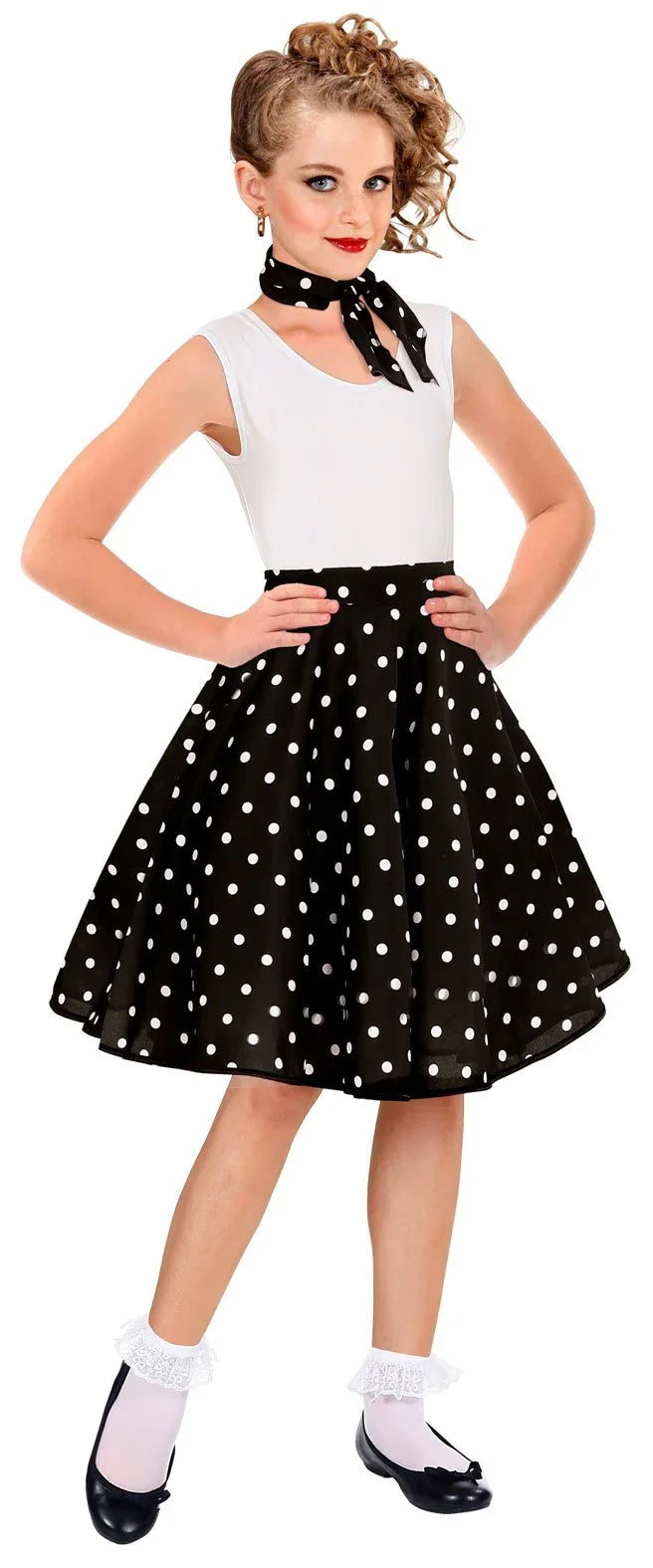 Falda de Lunares Años 50 Negra para Niña Grease y Años 40-50 Infantiles Widmann