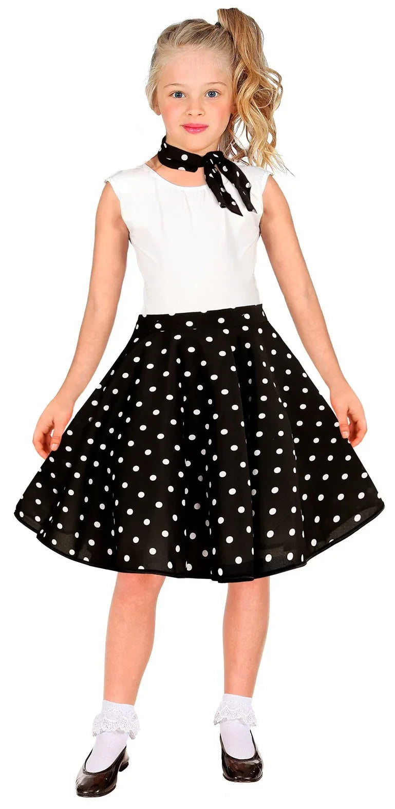 Falda de Lunares Años 50 Negra para Niña Grease y Años 40-50 Infantiles Widmann
