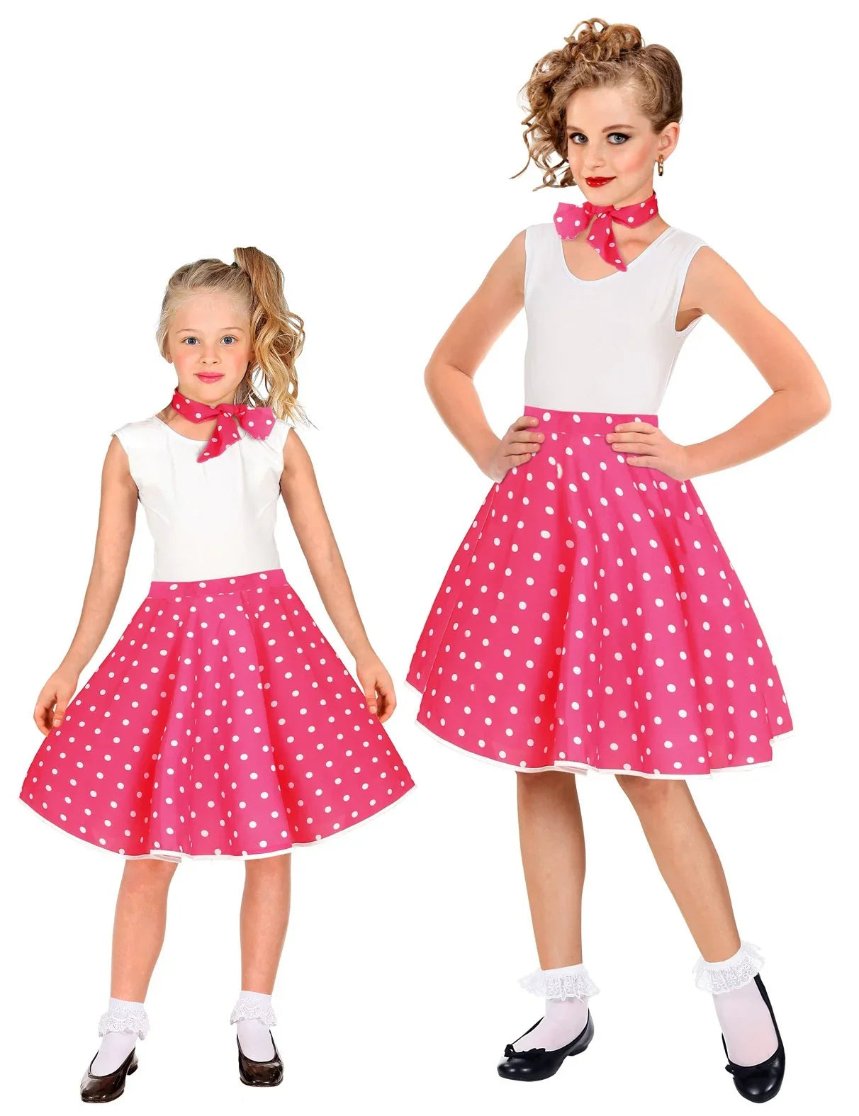 Falda de Lunares Años 50 Rosa para Niña Grease y Años 40-50 Infantiles Widmann