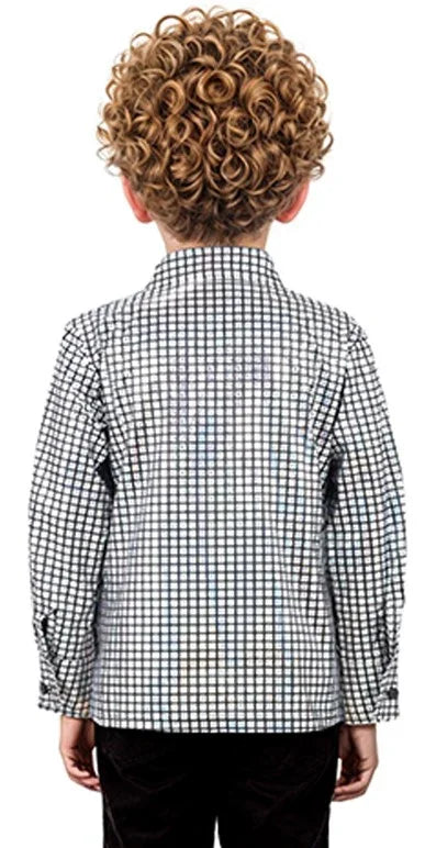 Camisa Disco Plateada con Brillos para Niño Camisas Disco Años 70 Partilandia