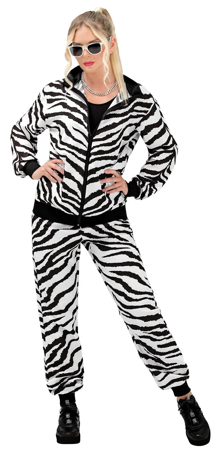 Disfraz Chándal con Estampado de Cebra para Adulto Chándales de Táctel Años 80 Widmann