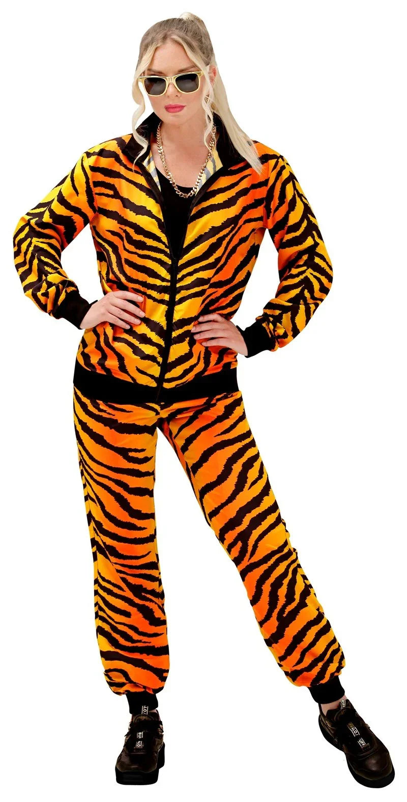 Disfraz Chándal con Estampado de Tigre para Adulto Chándales de Táctel Años 80 Widmann