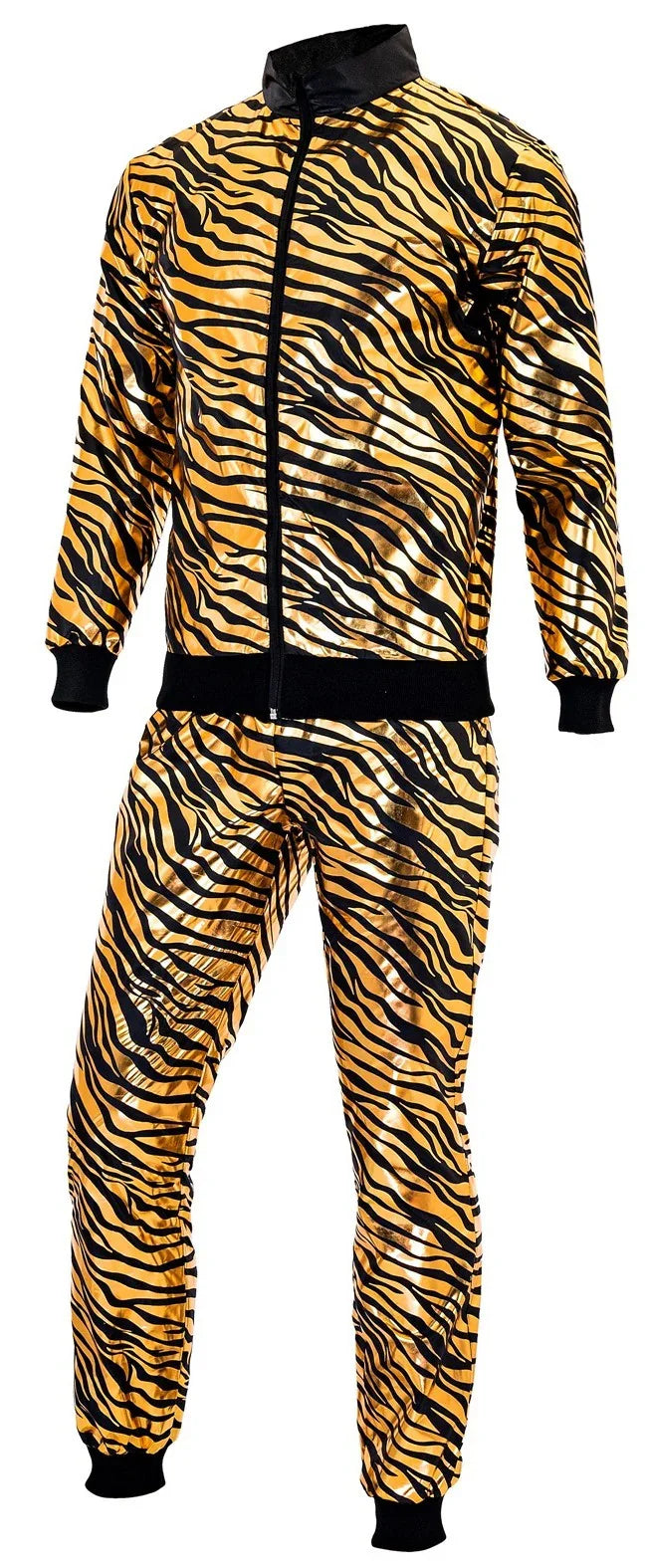 Disfraz Chándal con Estampado de Tigre Dorado para Adulto Chándales de Táctel Años 80 Widmann