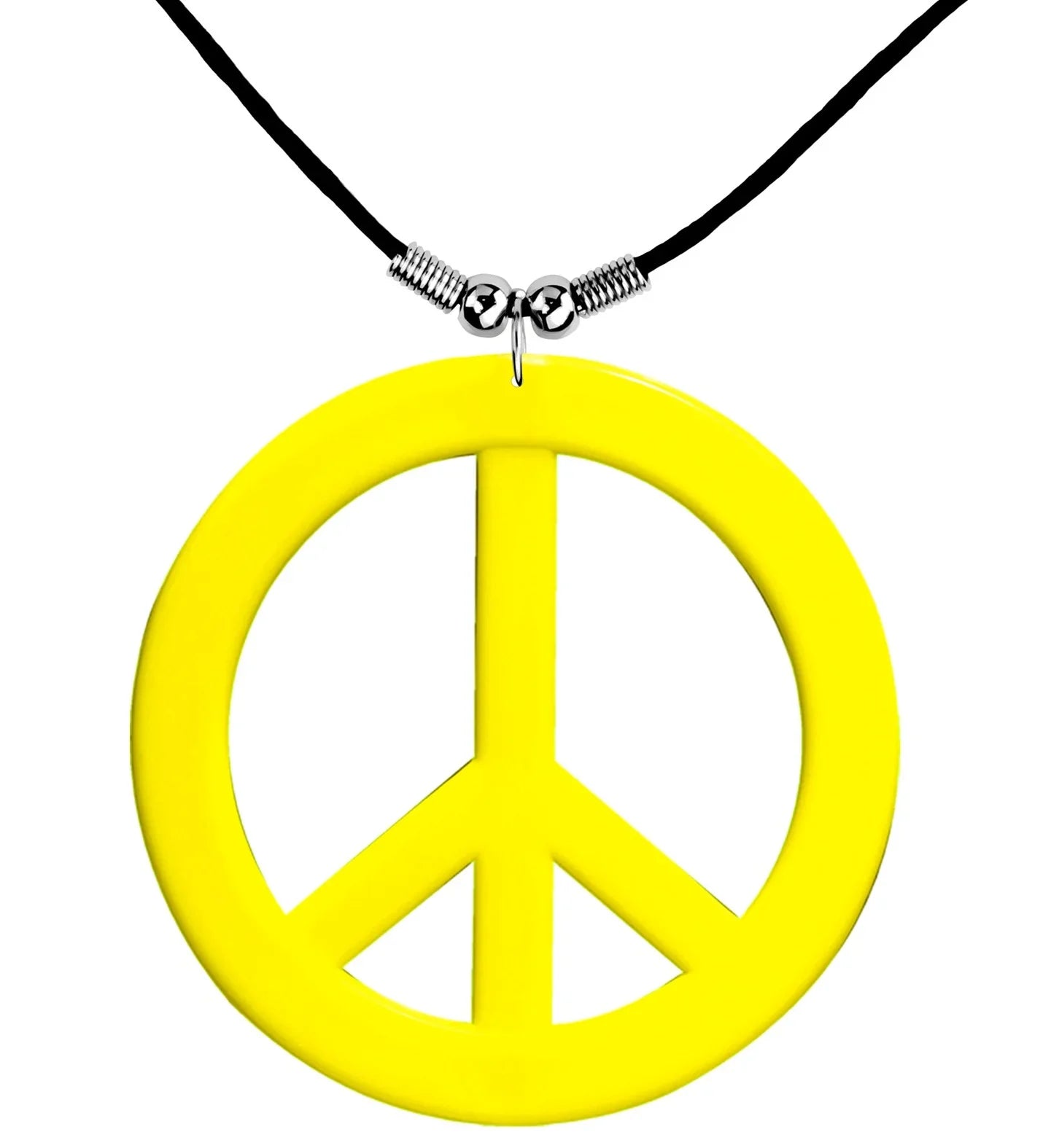 Colgante Hippie Amarillo Neón con el Símbolo de la Paz Complementos Hippies Widmann