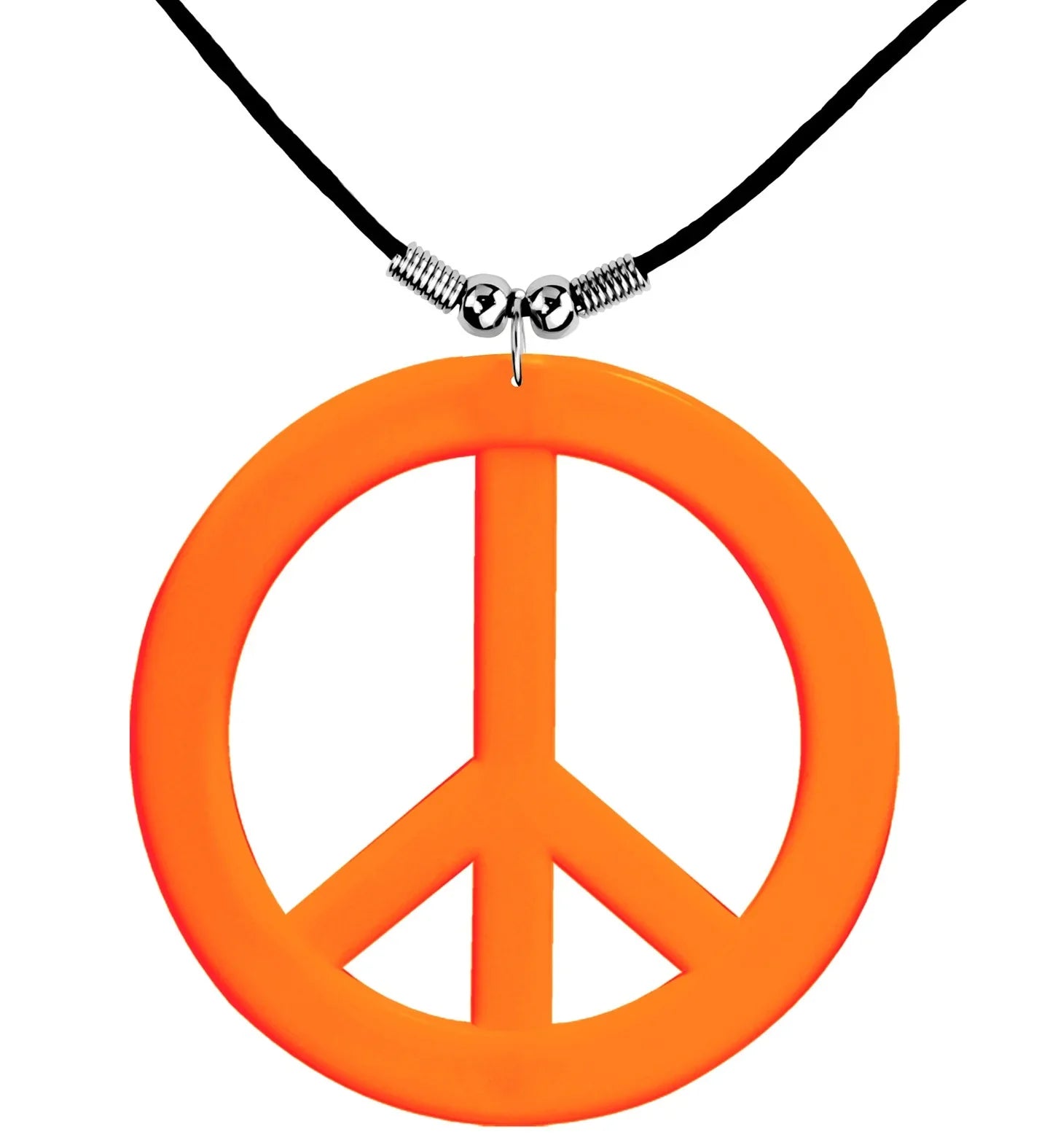 Colgante Hippie Naranja Neón con el Símbolo de la Paz Complementos Hippies Widmann