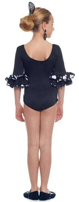 Body de Sevillana Negro con Volantes para Niña Bodies y Maillots de Sevillana Partilandia