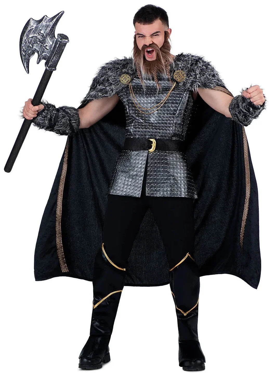 Disfraz de Guerrero Vikingo Oscuro para Hombre Medieval Viving