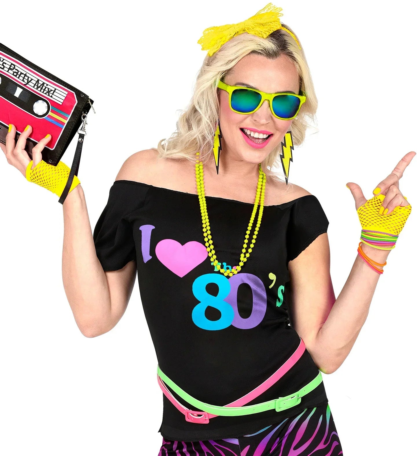 Guantes de Red Amarillo Neón Cortos sin Dedos Guantes Widmann