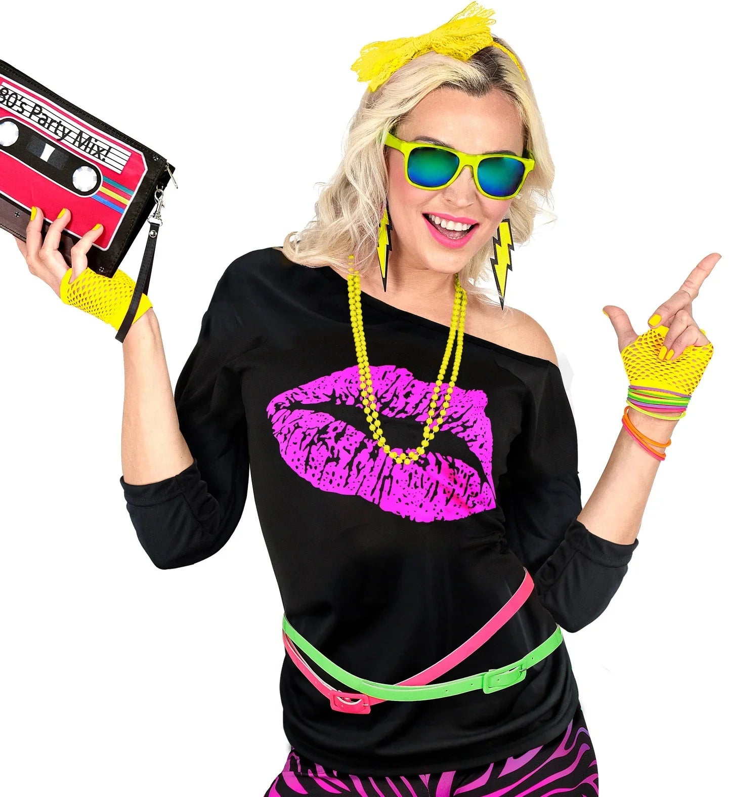 Guantes de Red Amarillo Neón Cortos sin Dedos Guantes Widmann