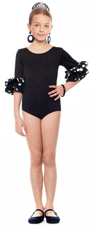 Body de Sevillana Negro con Volantes para Niña Bodies y Maillots de Sevillana Partilandia