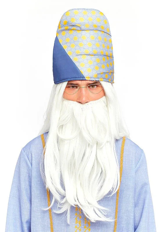 Peluca de Mago Blanca Larga con Barba para Adulto Pelucas Blancas Partilandia
