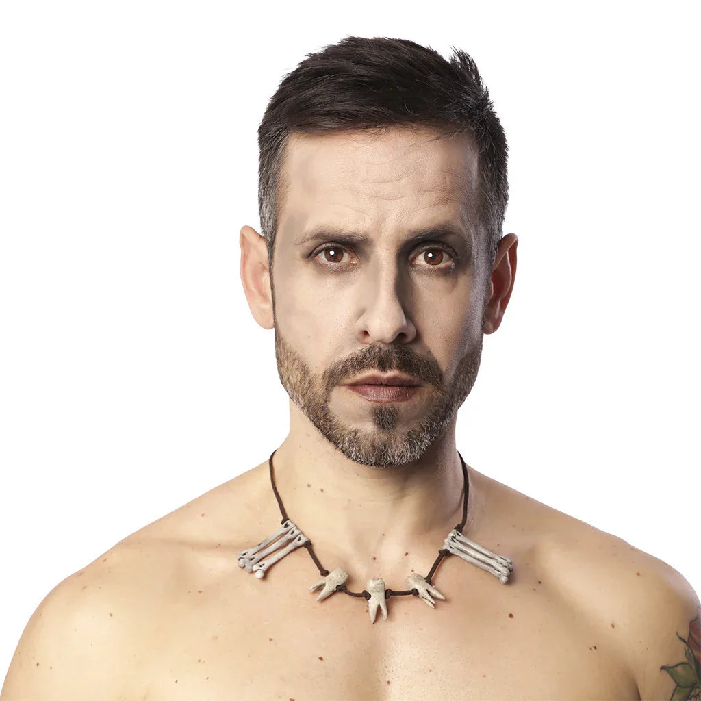 Collar con Dientes y Huesos Complementos Trogloditas y Cavernícolas EuroCarnavales