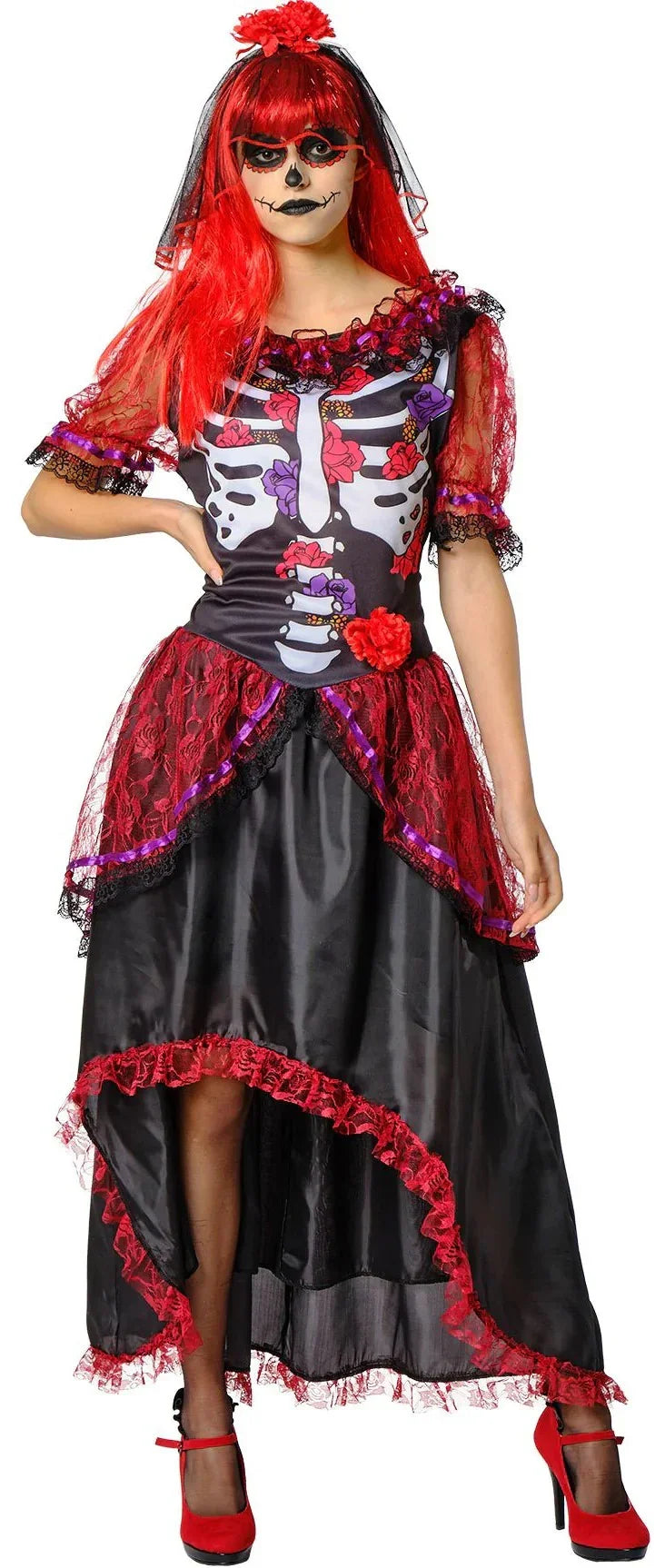 Disfraz de Catrina con Encaje para Mujer Catrina Rubies