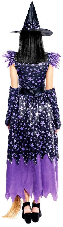 Disfraz de Bruja Morada con Estrellas para Mujer Brujas Partilandia
