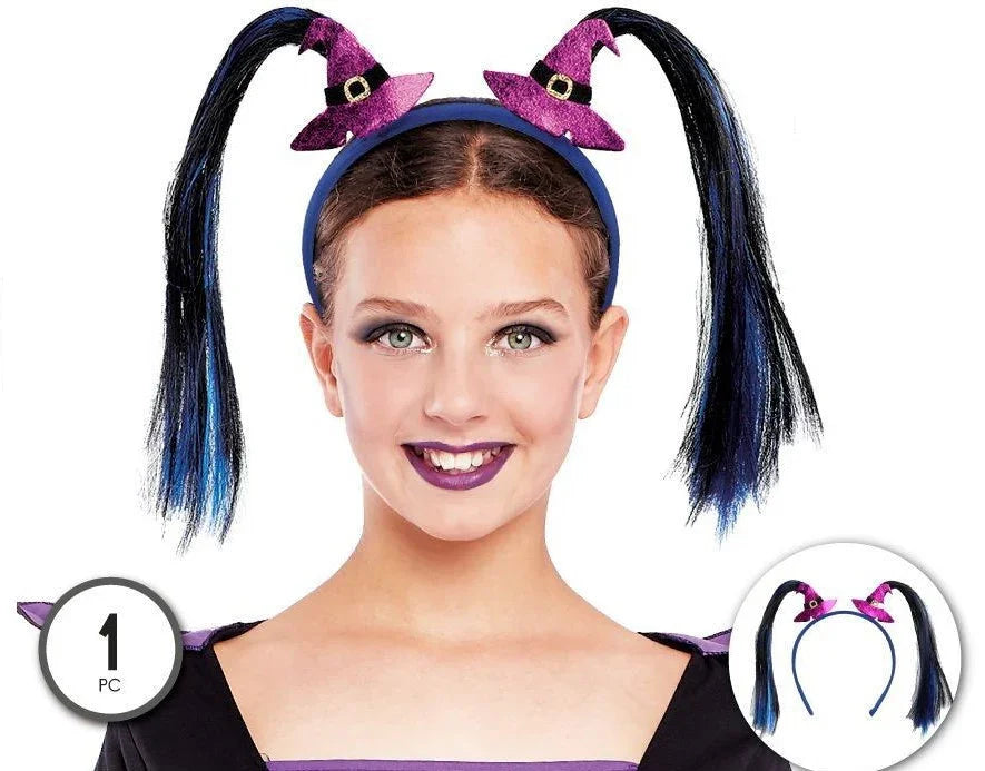 Diadema de Sombreros de Bruja Infantil con Coletas Brujas Partilandia