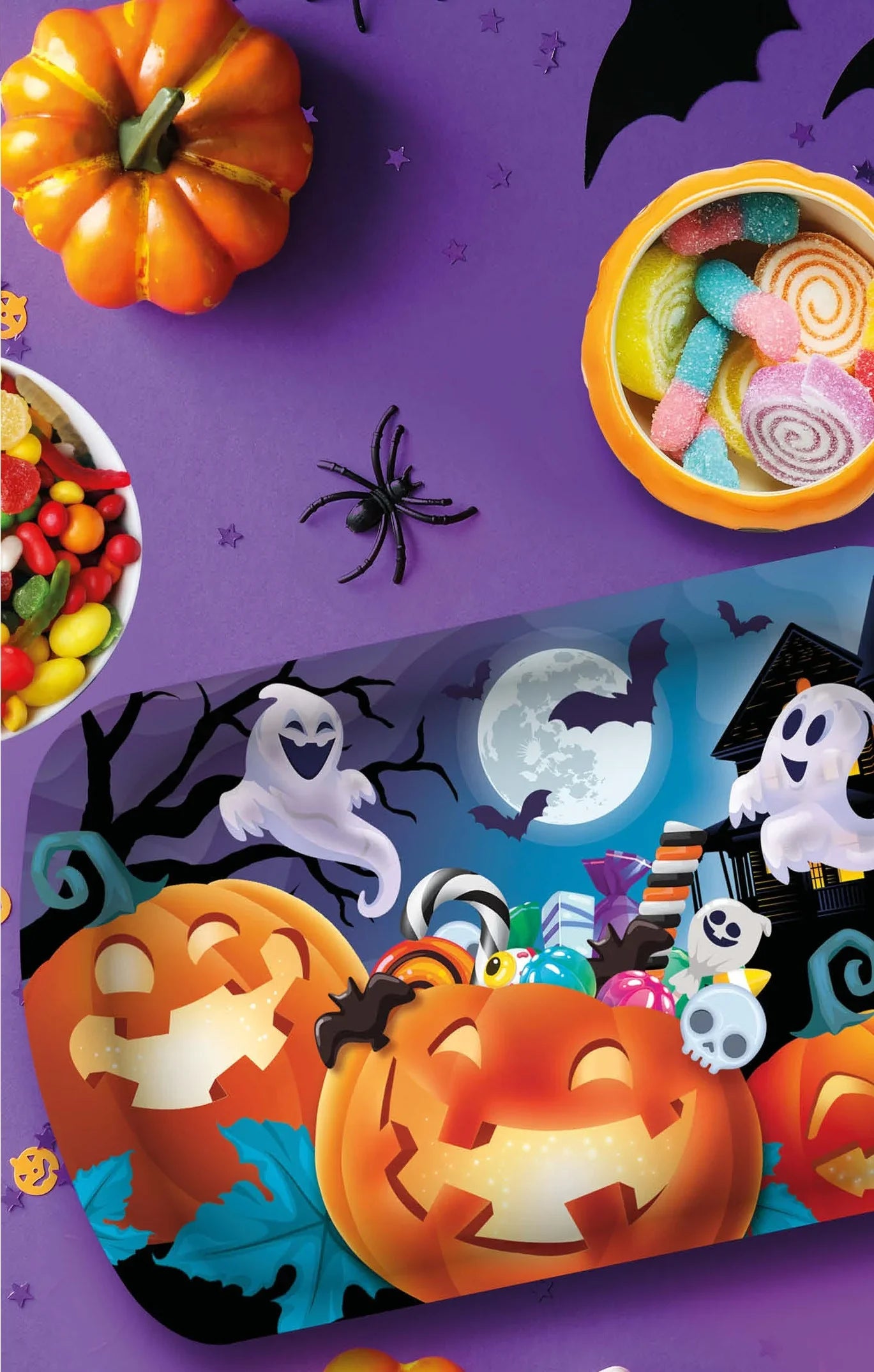 Bandeja de Calabazas con Caramelos de Halloween Menaje Halloween Guirca