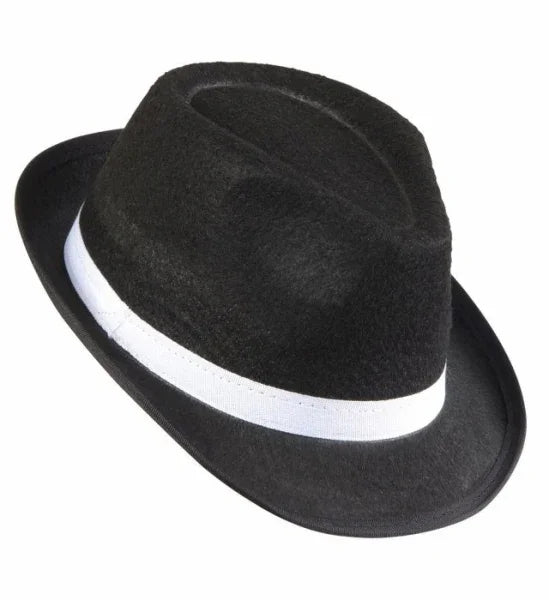 Sombrero Negro de Gangster con Cinta Blanca Sombreros y Gorros Widmann