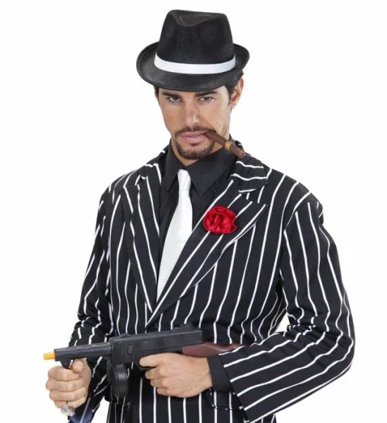 Sombrero Negro de Gangster con Cinta Blanca Sombreros y Gorros Widmann