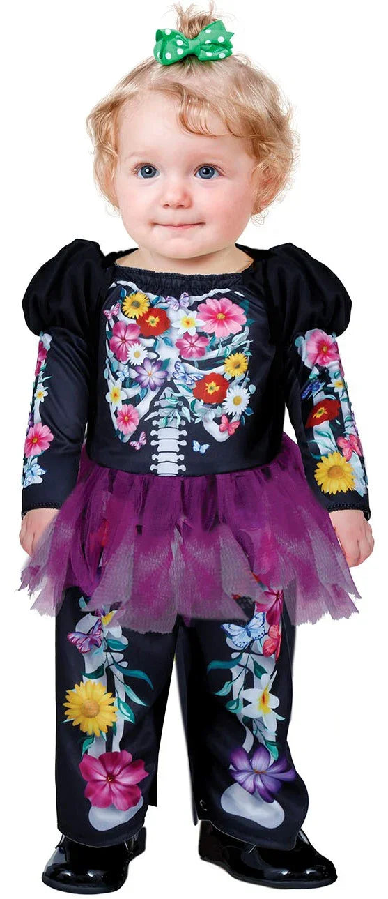 Disfraz de Esqueleto Catrina con Flores para Bebé Esqueletos Guirca