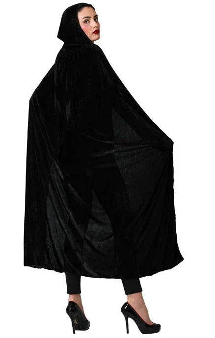 Capa de Terciopelo Negra Larga con Capucha Capas Atosa
