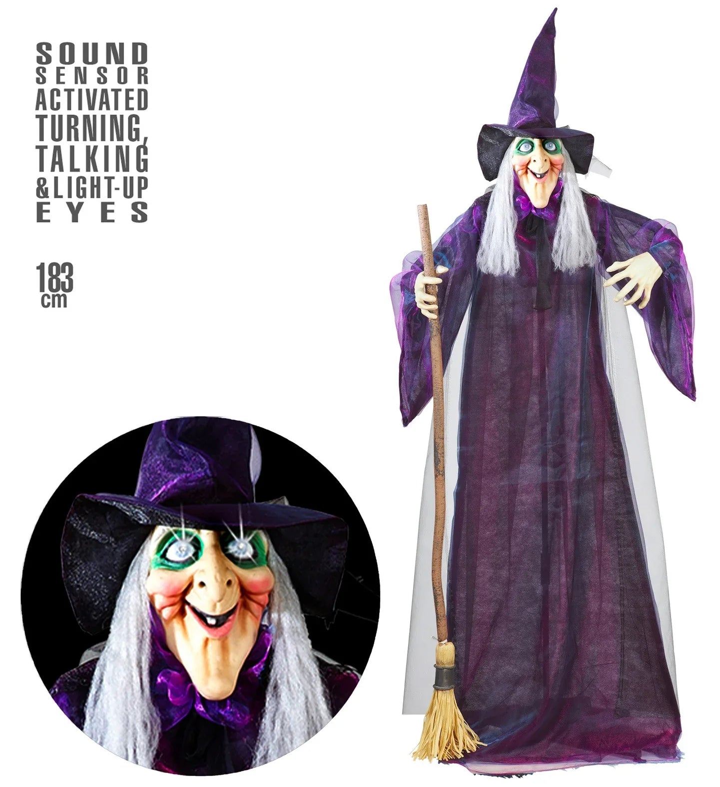 Bruja Decorativa con Luz, Sonido y Movimiento Decoración Halloween Widmann