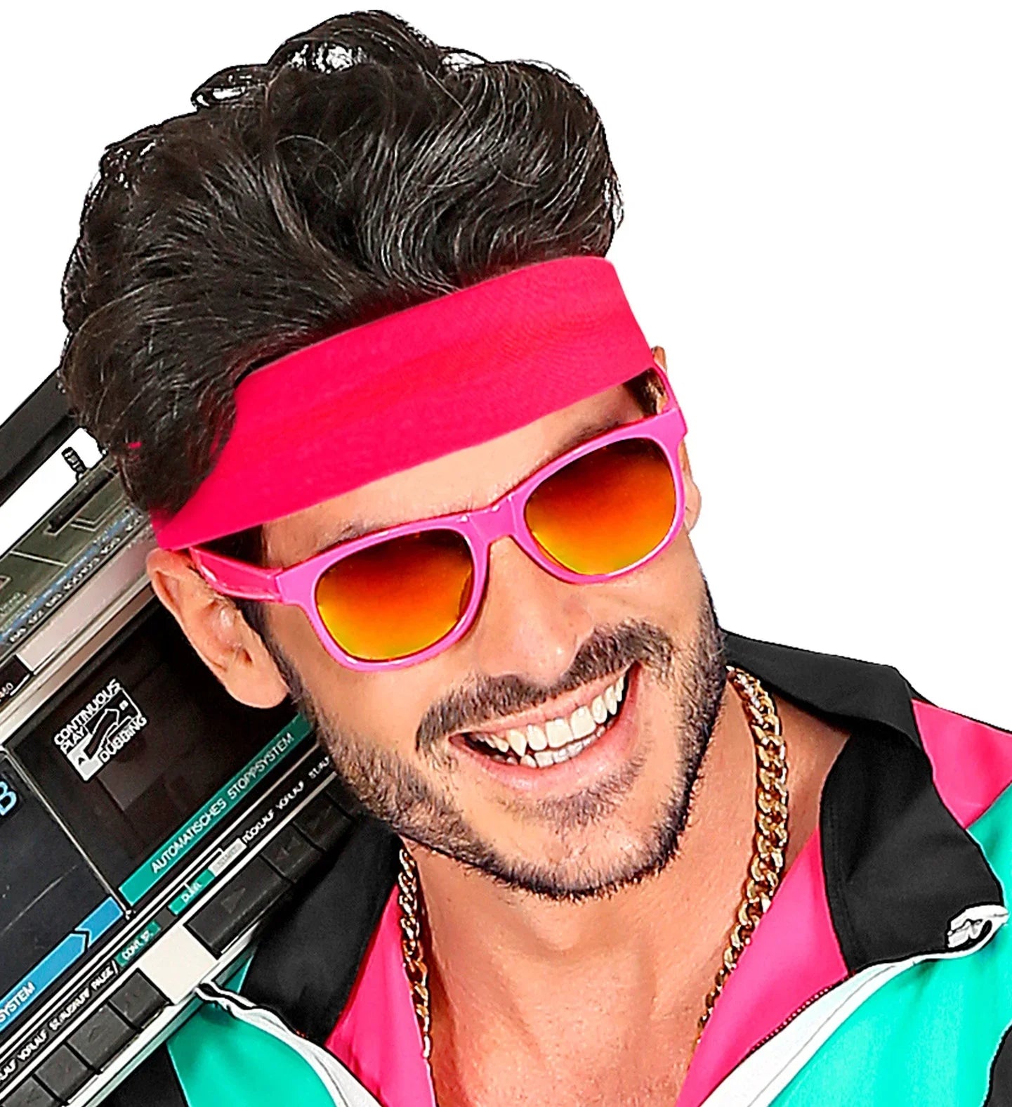 Cinta Años 80 Rosa Neón para el Pelo Años 80 Widmann