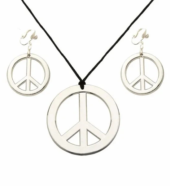 Kit Hippie con Pendientes y Collar Plateados COMPLEMENTOS Widmann