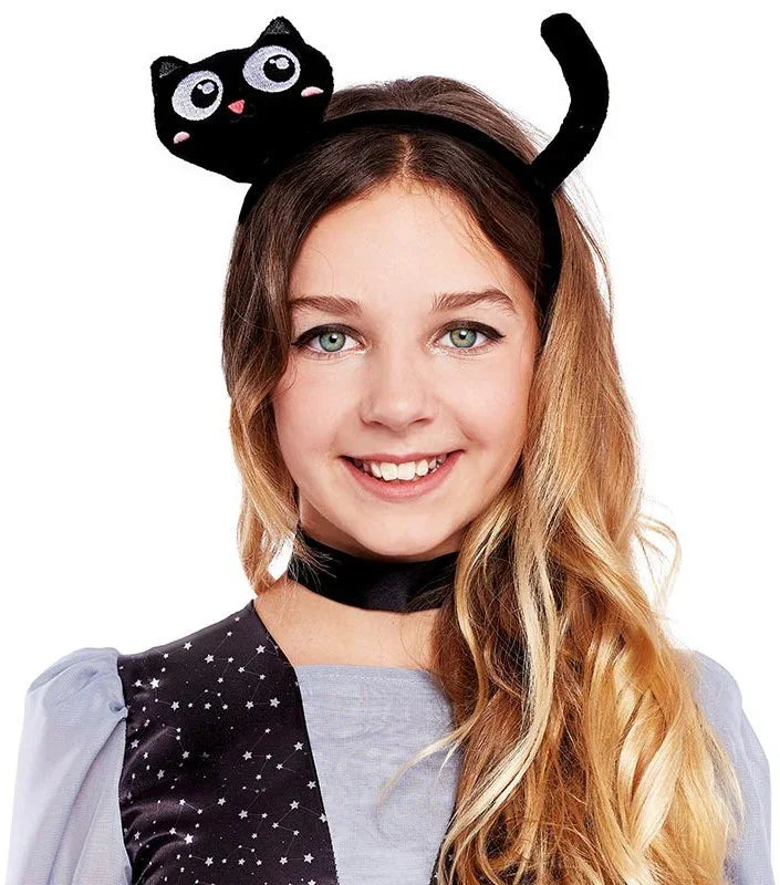 Diadema de Gato Negro Infantil Accesorios Halloween Partilandia