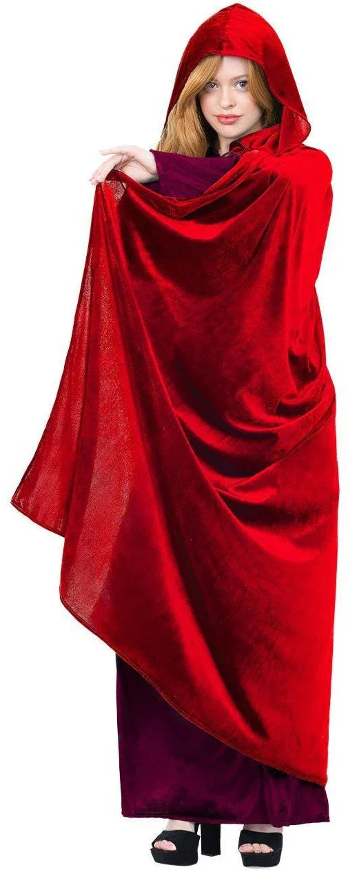 Capa Medieval Roja de Terciopelo con Capucha Capas Smiffys