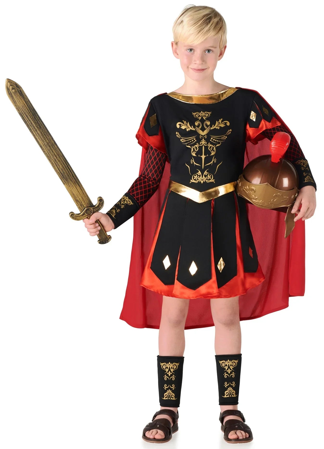 Disfraz de Centurión Romano Negro con Capa Infantil Soldados Romanos Kimokawaii