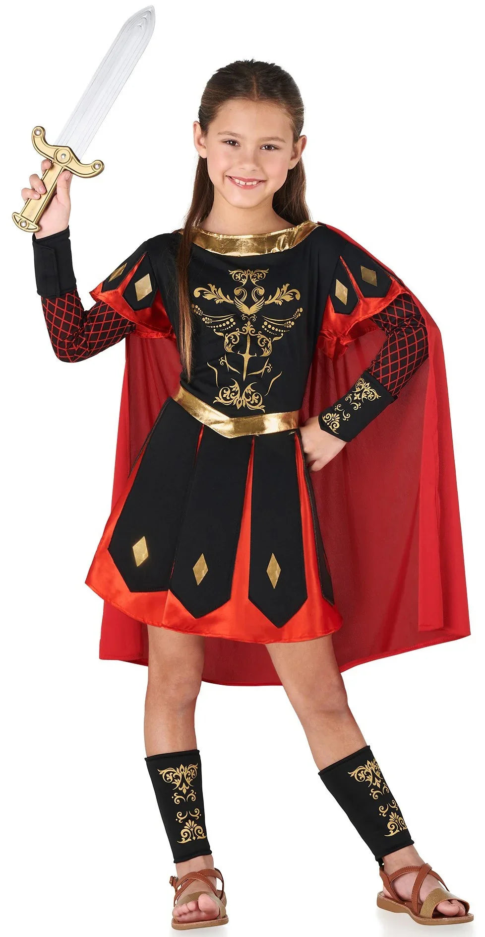 Disfraz de Centurión Romano Negro con Capa Infantil Soldados Romanos Kimokawaii