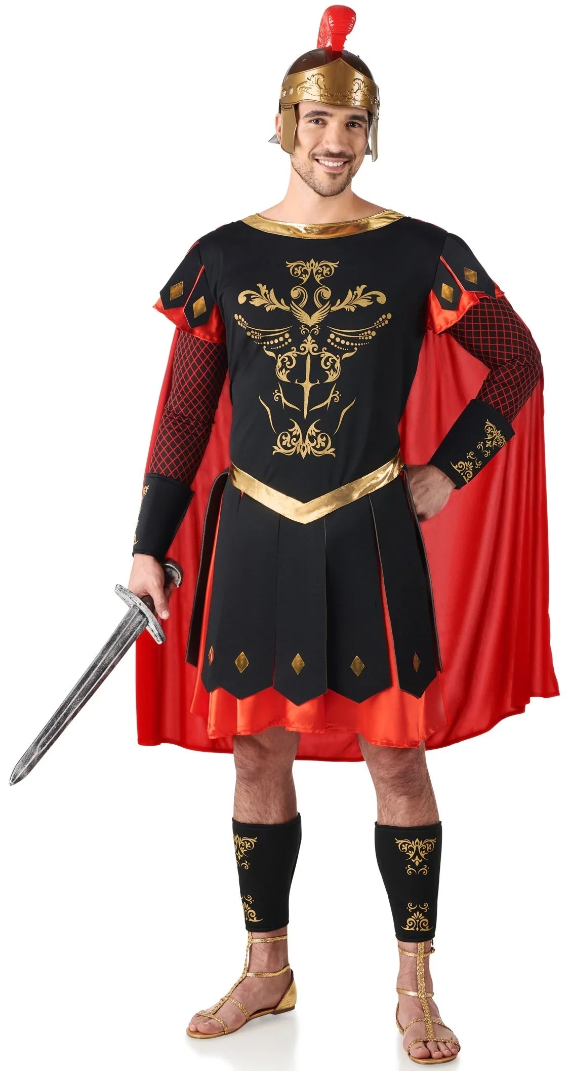 Disfraz de Centurión Romano Negro con Capa para Hombre Soldados Romanos Kimokawaii