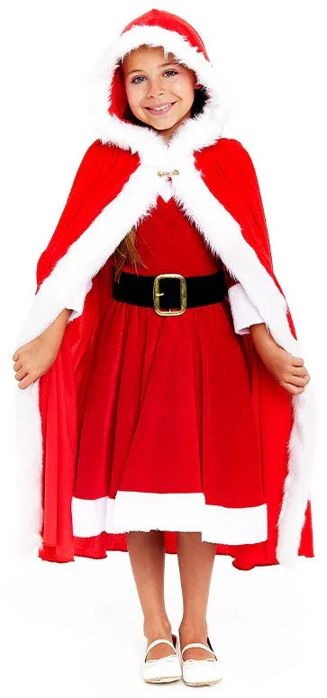 Capa de Mamá Noel con Capucha para Niña Mamá Noel Partilandia
