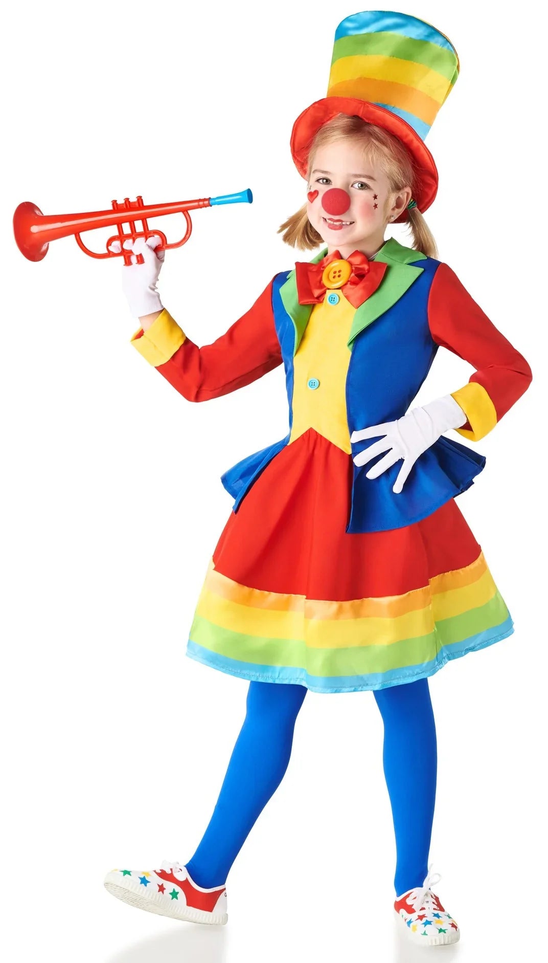 Disfraz de Payasa Multicolor con Sombrero para Niña Payasos Infantiles Kimokawaii