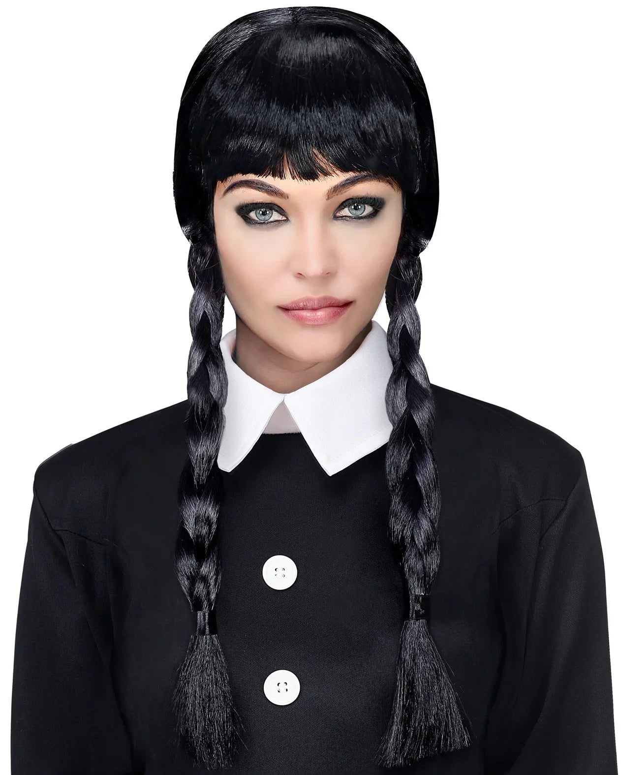 Peluca de Miércoles Addams con Flequillo para Adulto Pelucas de Miércoles Addams Widmann