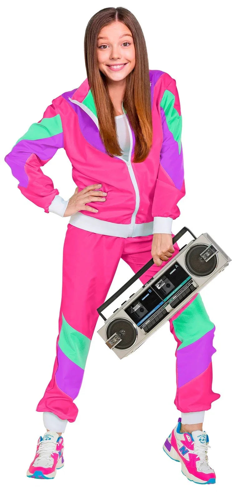Disfraz Chándal de Táctel Ochentero Rosa Infantil Chándales de Táctel Años 80 Widmann
