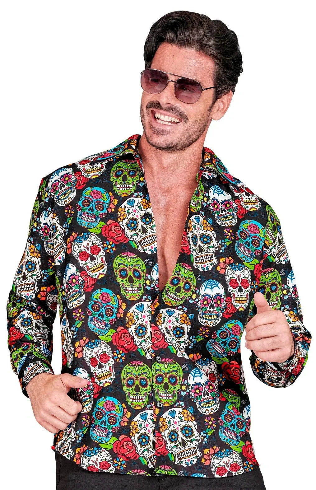 Camisa de Calaveras Mexicanas para Hombre Camisas de Halloween Widmann
