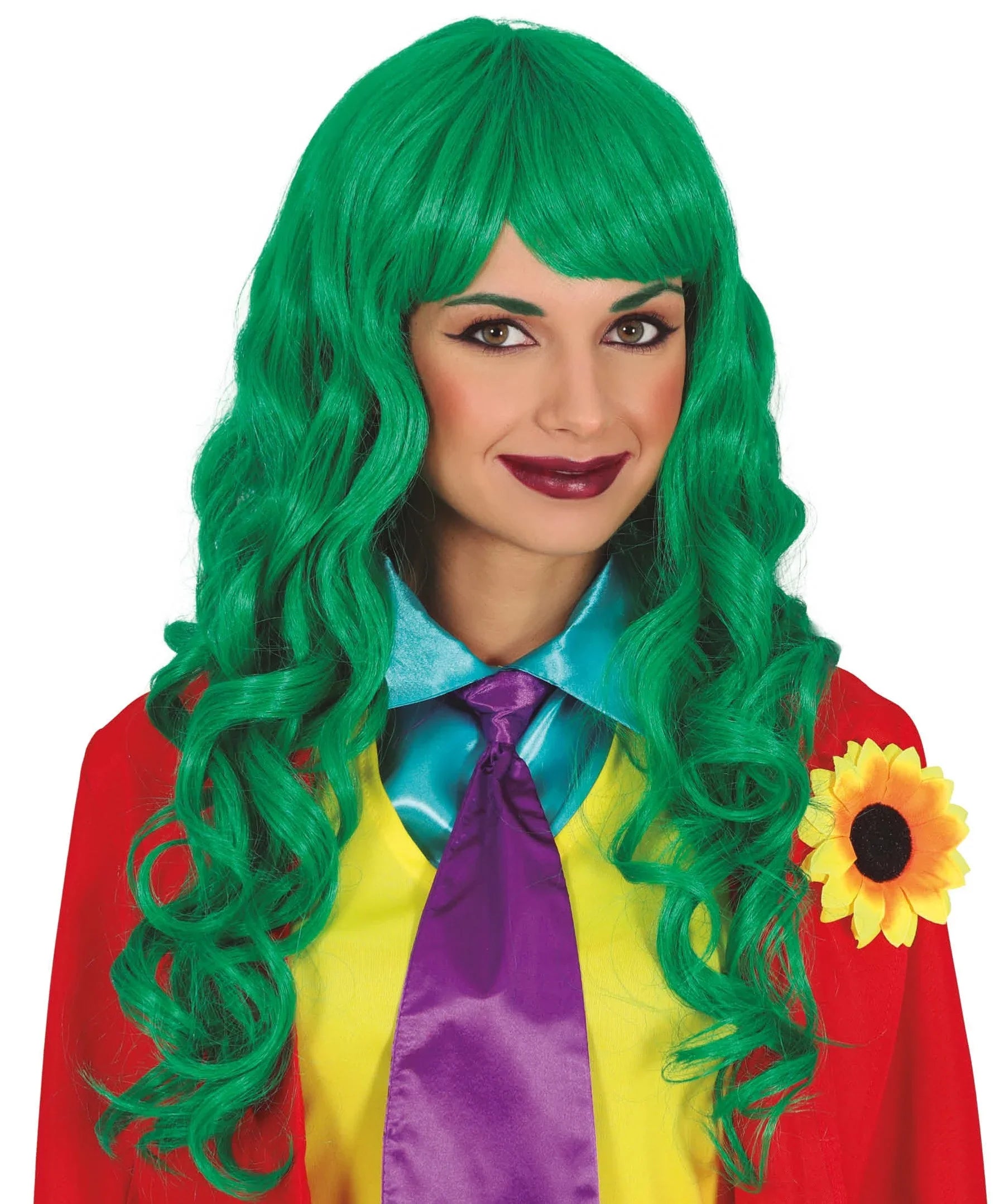 Peluca de Joker Verde Larga Ondulada de Mujer Pelucas Verdes Guirca